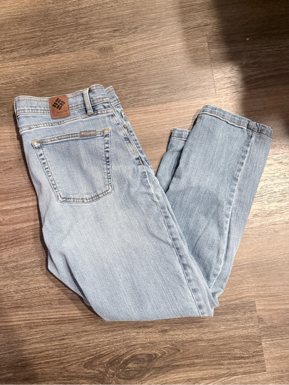 Columbia Men’s Light Wash Blue Jeans Length Has Been Hemmed